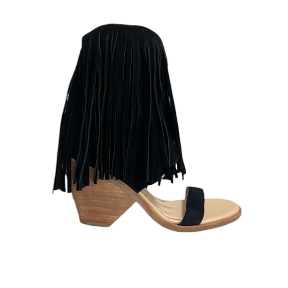 Koolaburra Piaz II Boho Fringe Suede Cut Cuff Heeled Sandals Size 9 - Picture 3 of 11